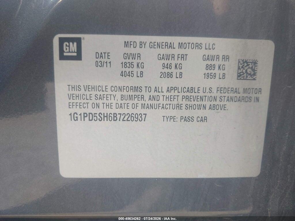 1G1PD5SH6B7226937 2011 CHEVROLET CRUZE photo no. 9