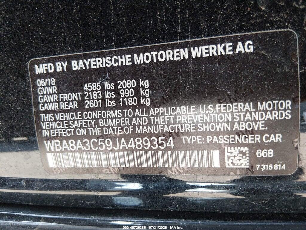 WBA8A3C59JA489354 2018 BMW 320I photo no. 9