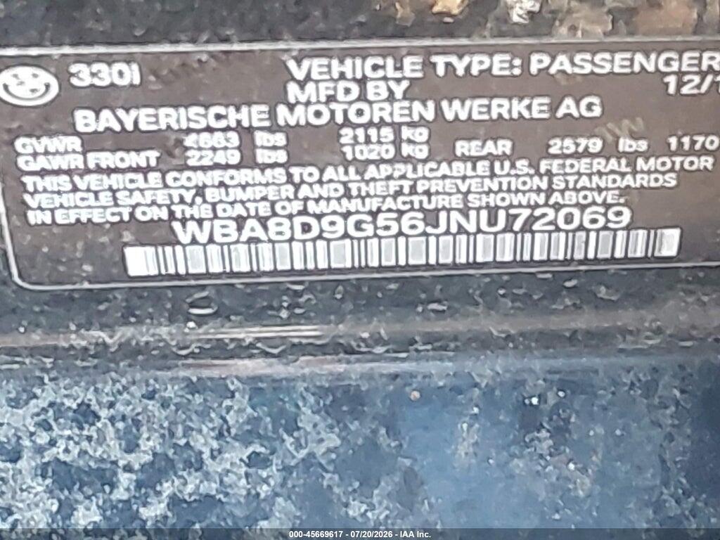 WBA8D9G56JNU72069 2018 BMW 330I photo no. 9