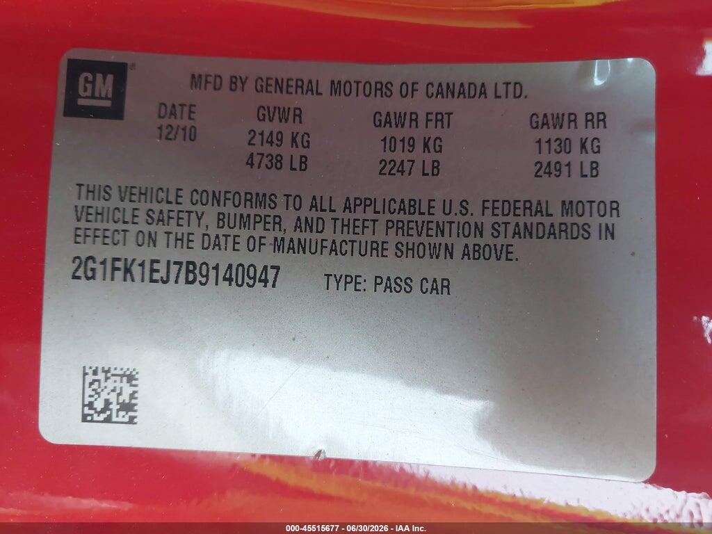 2G1FK1EJ7B9140947 2011 CHEVROLET CAMARO photo no. 9