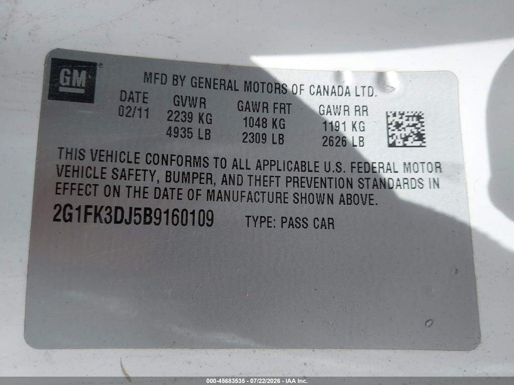 2G1FK3DJ5B9160109 2011 CHEVROLET CAMARO photo no. 9
