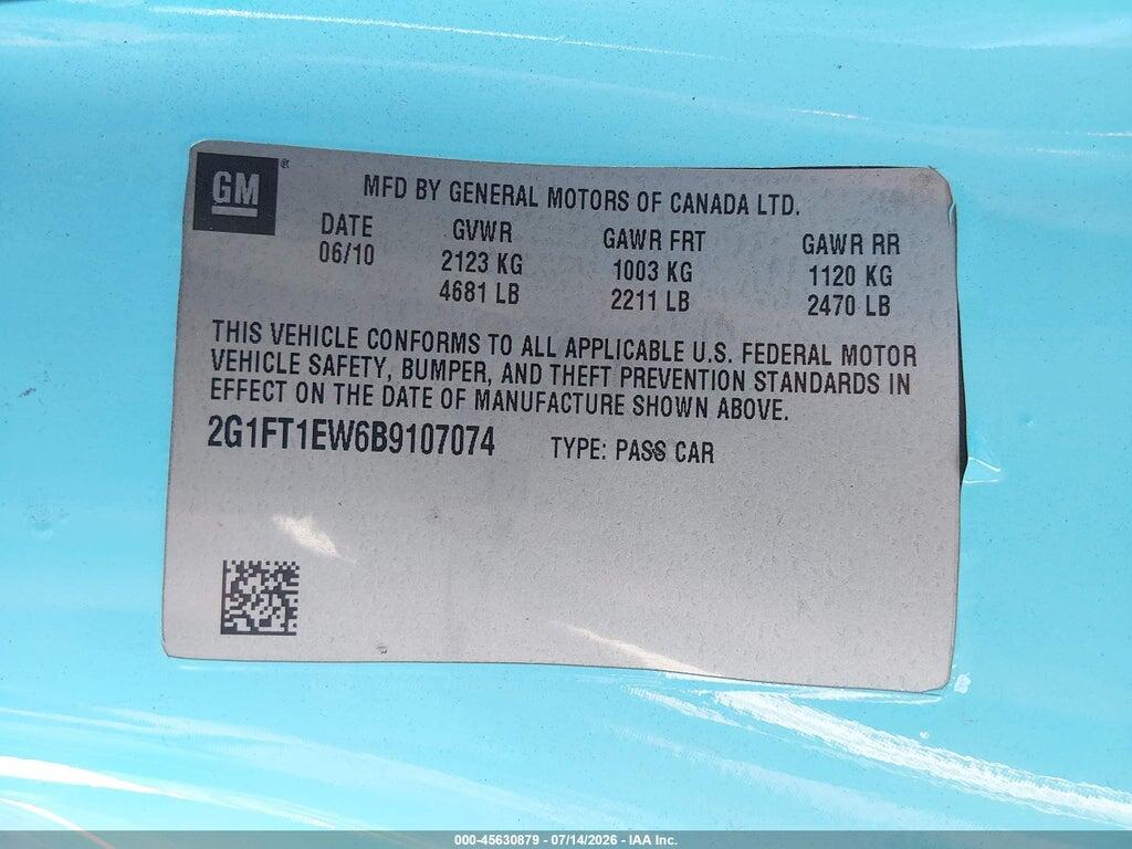 2G1FT1EW6B9107074 2011 CHEVROLET CAMARO photo no. 9