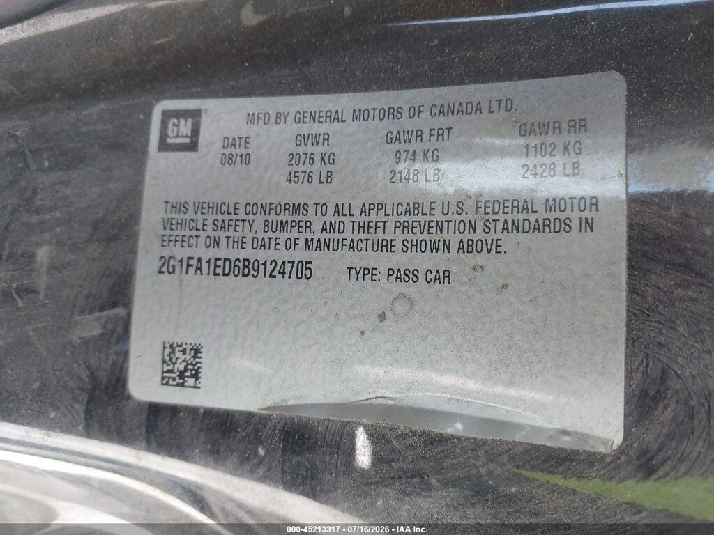 2G1FA1ED6B9124705 2011 CHEVROLET CAMARO photo no. 9