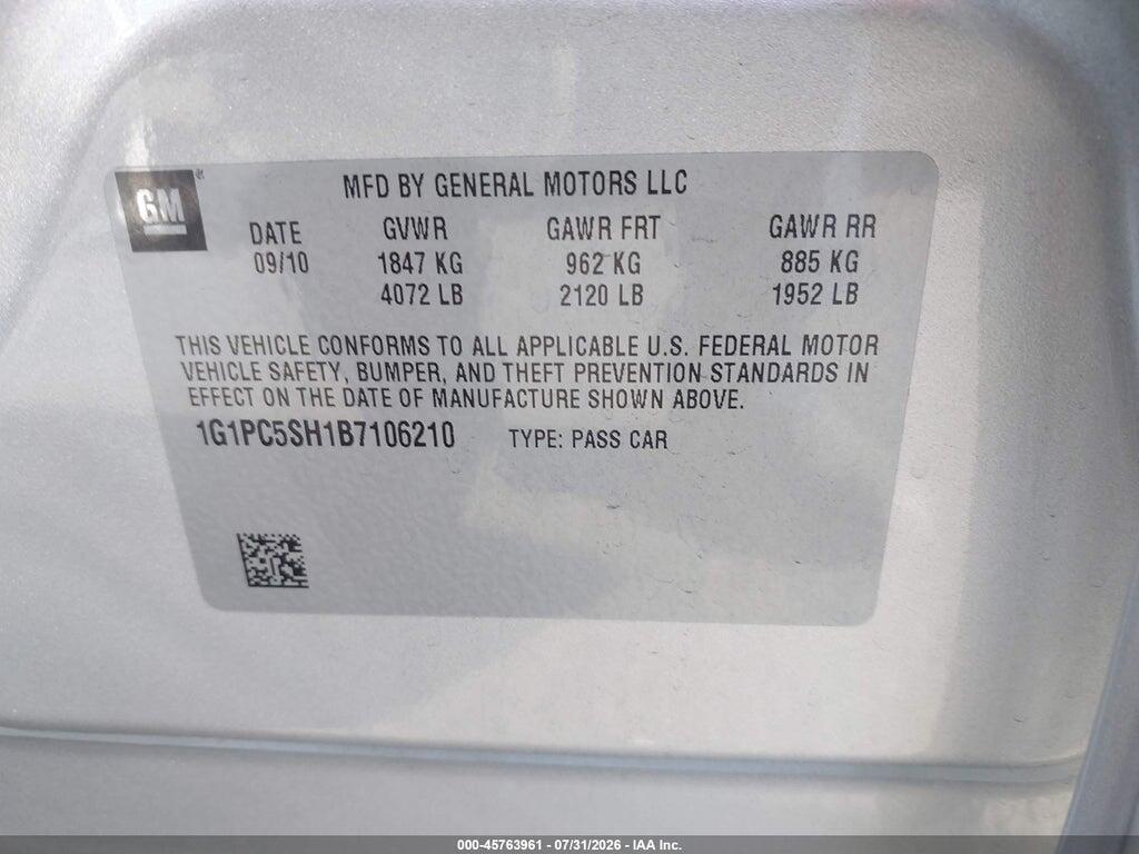 1G1PC5SH1B7106210 2011 CHEVROLET CRUZE photo no. 9