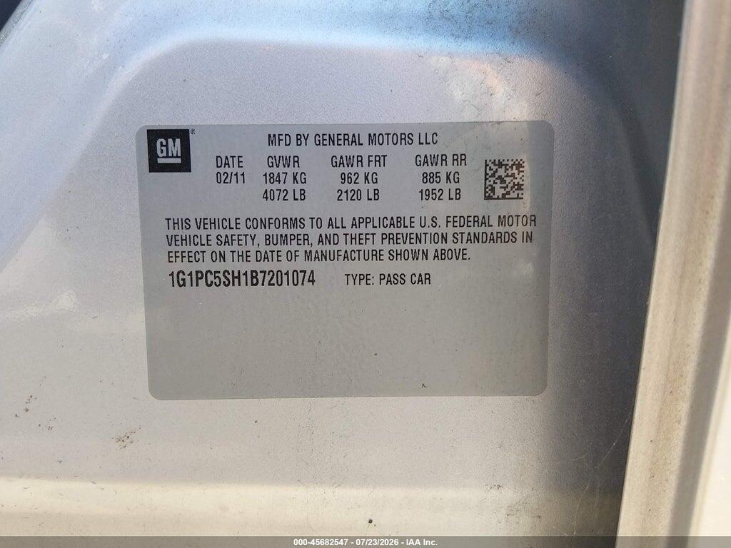 1G1PC5SH1B7201074 2011 CHEVROLET CRUZE photo no. 9