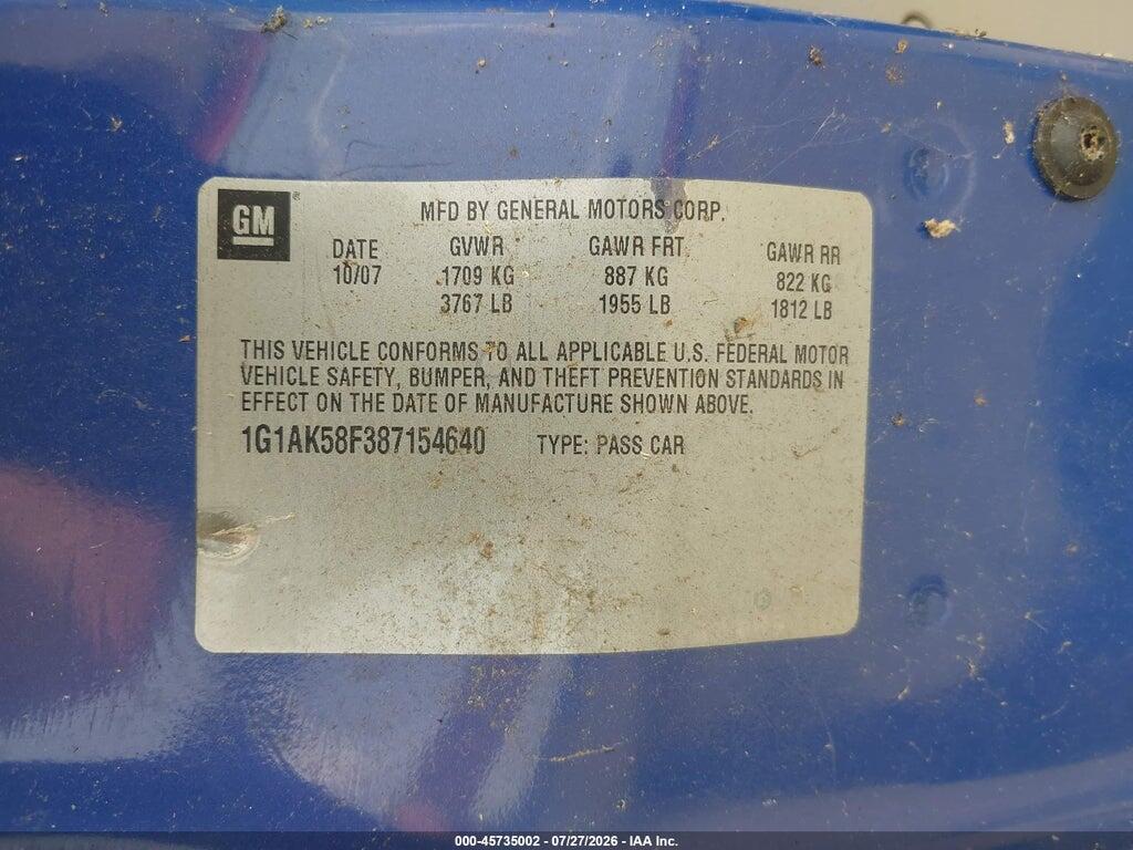 1G1AK58F387154640 2008 CHEVROLET COBALT photo no. 9