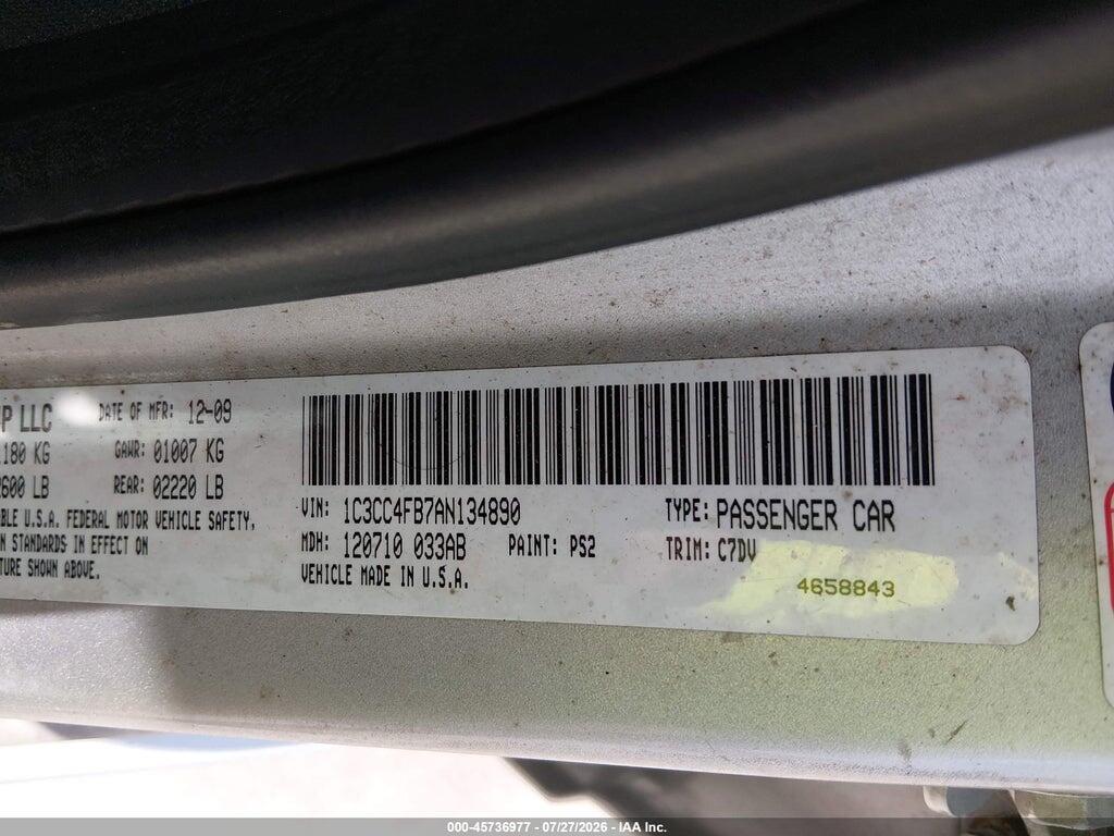 1C3CC4FB7AN134890 2010 CHRYSLER SEBRING photo no. 9