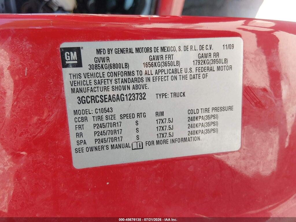 3GCRCSEA6AG123732 2010 CHEVROLET SILVERADO 1500 photo no. 9