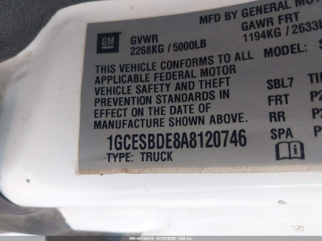 1GCESBDE8A8120746 2010 CHEVROLET COLORADO photo no. 9