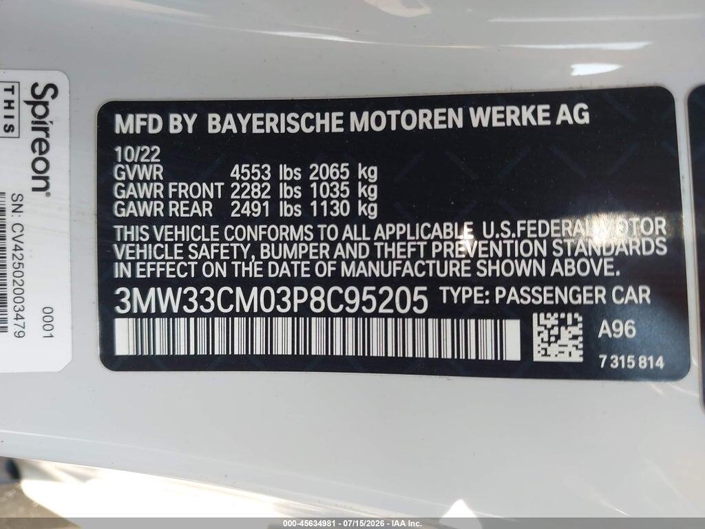 3MW33CM03P8C95205 2023 BMW 230 photo no. 9