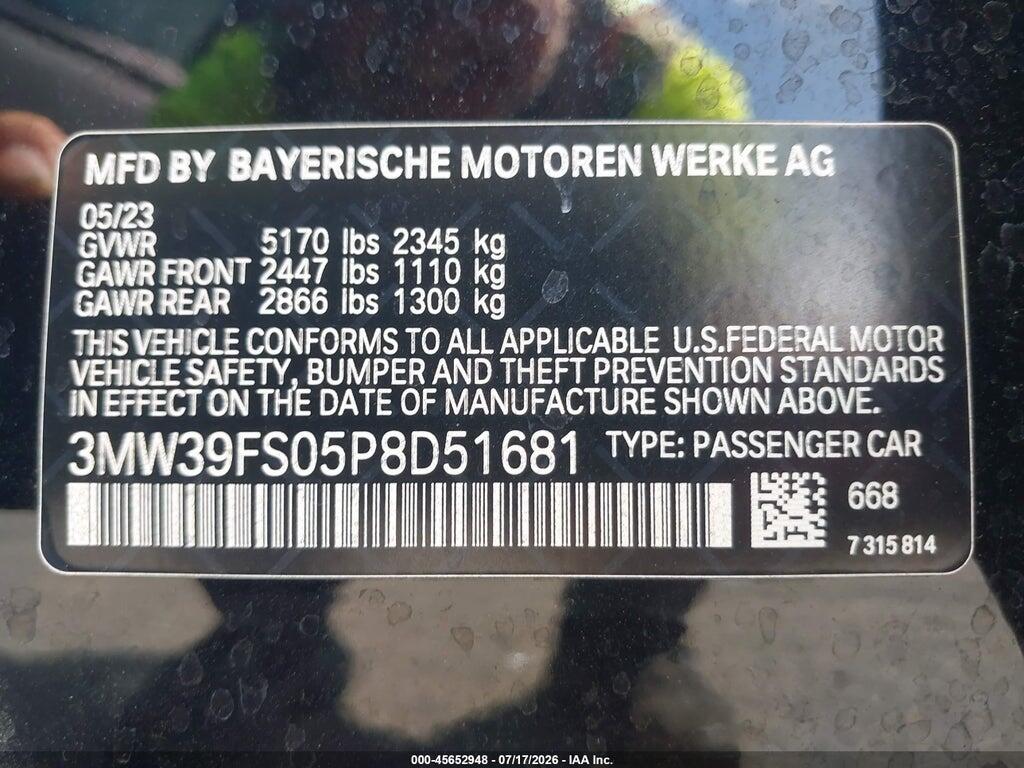 3MW39FS05P8D51681 2023 BMW 330E photo no. 9
