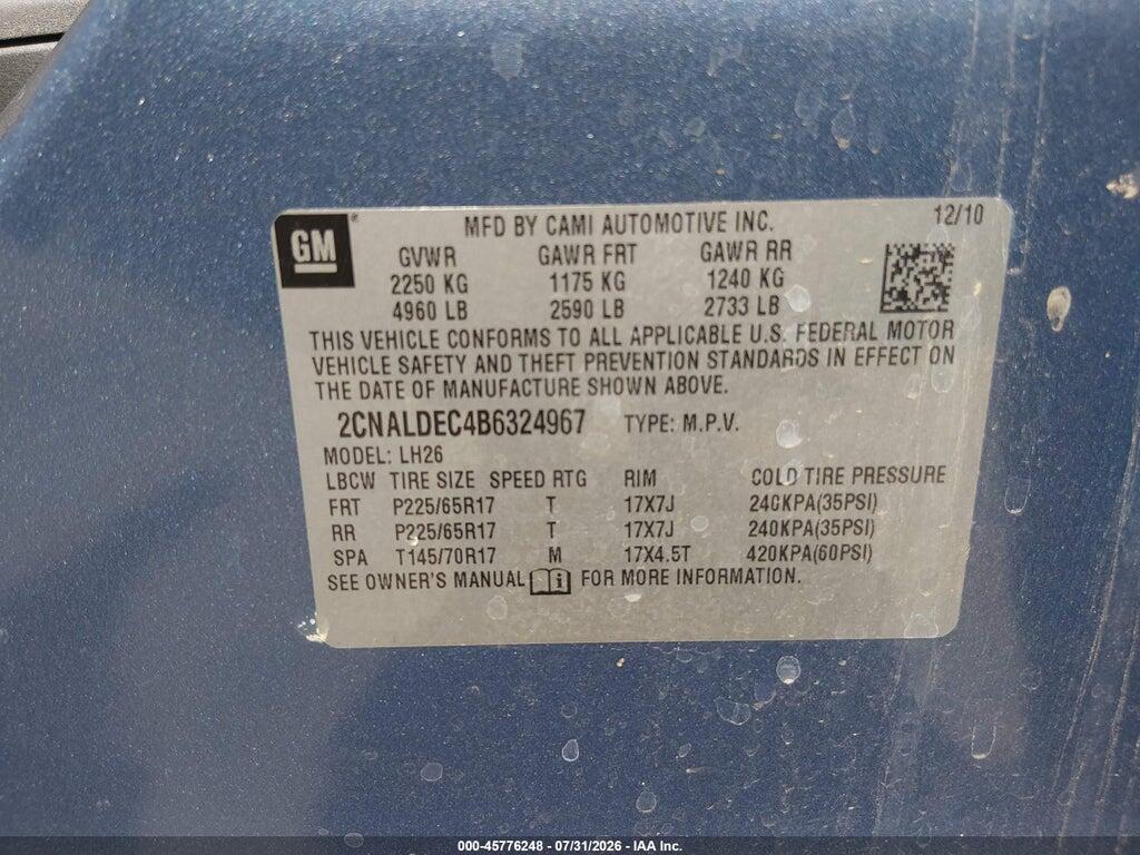 2CNALDEC4B6324967 2011 CHEVROLET EQUINOX photo no. 9