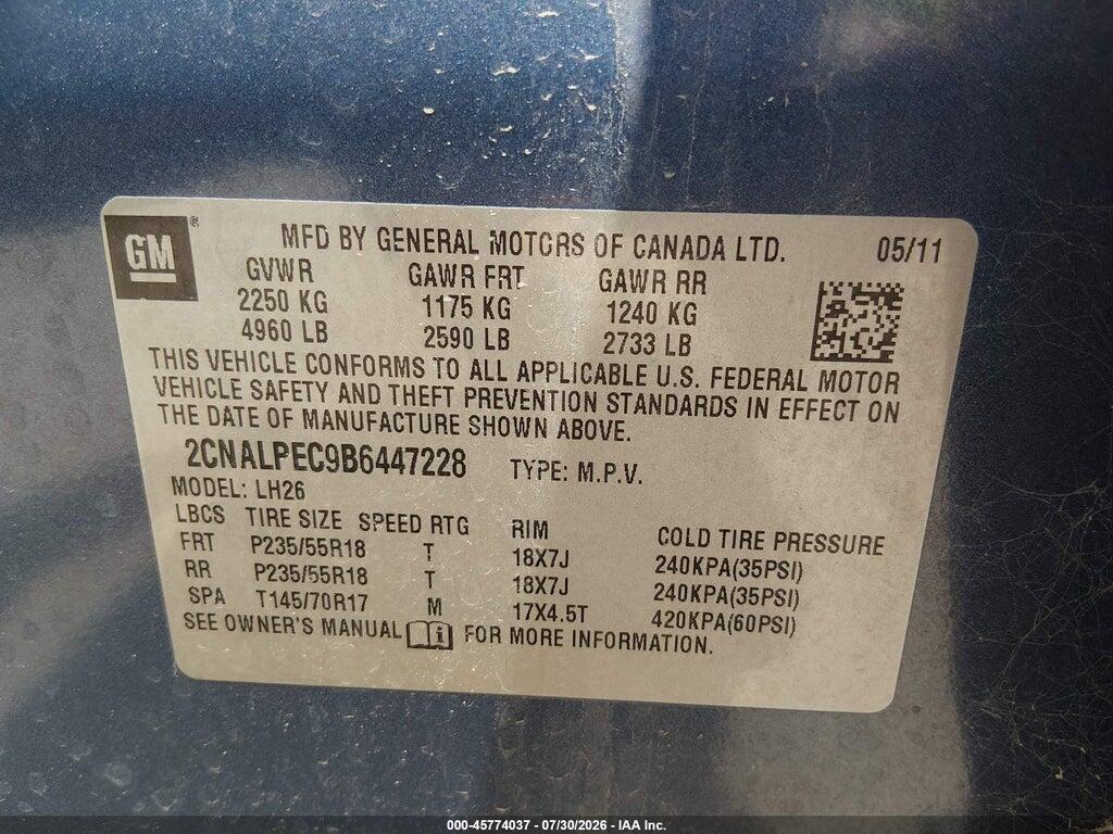 2CNALPEC9B6447228 2011 CHEVROLET EQUINOX photo no. 9