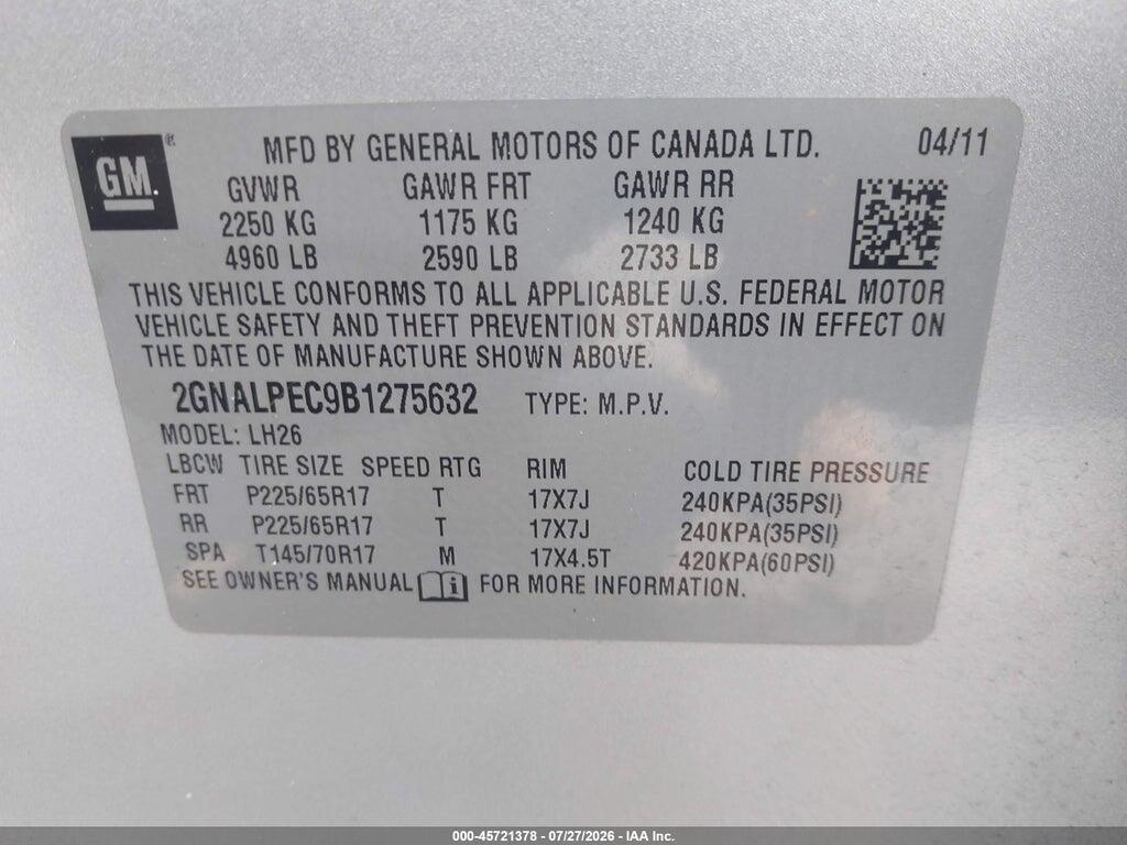 2GNALPEC9B1275632 2011 CHEVROLET EQUINOX photo no. 9