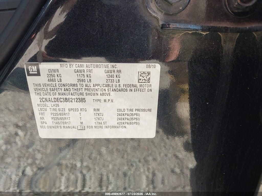 2CNALDEC3B6212385 2011 CHEVROLET EQUINOX photo no. 9