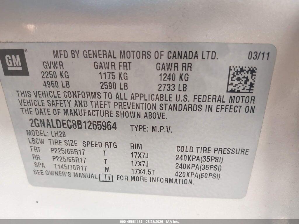 2GNALDEC8B1265964 2011 CHEVROLET EQUINOX photo no. 9