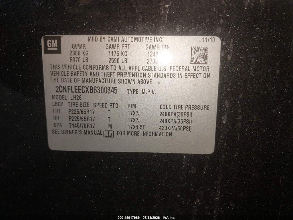 2CNFLEECXB6300345 2011 CHEVROLET EQUINOX photo no. 9