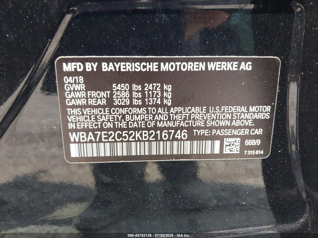 WBA7E2C52KB216746 2019 BMW 740I photo no. 9