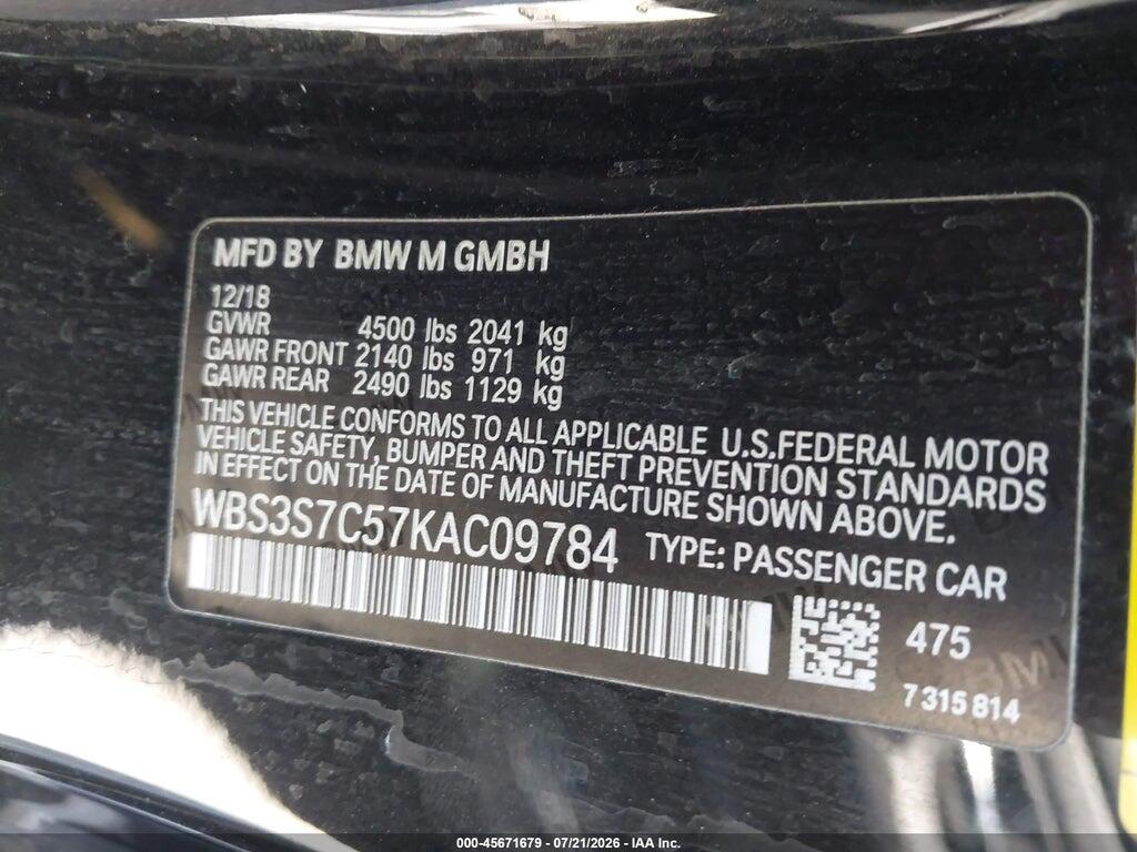WBS3S7C57KAC09784 2019 BMW M4 photo no. 9