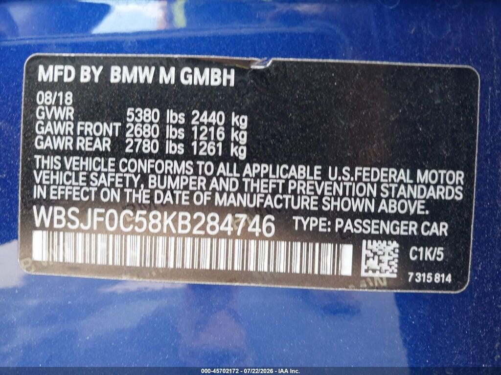 WBSJF0C58KB284746 2019 BMW M5 photo no. 9