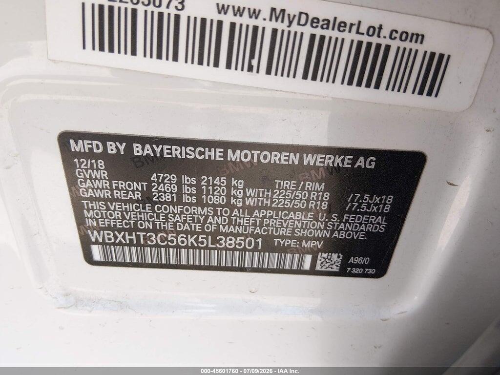 WBXHT3C56K5L38501 2019 BMW X1 photo no. 9