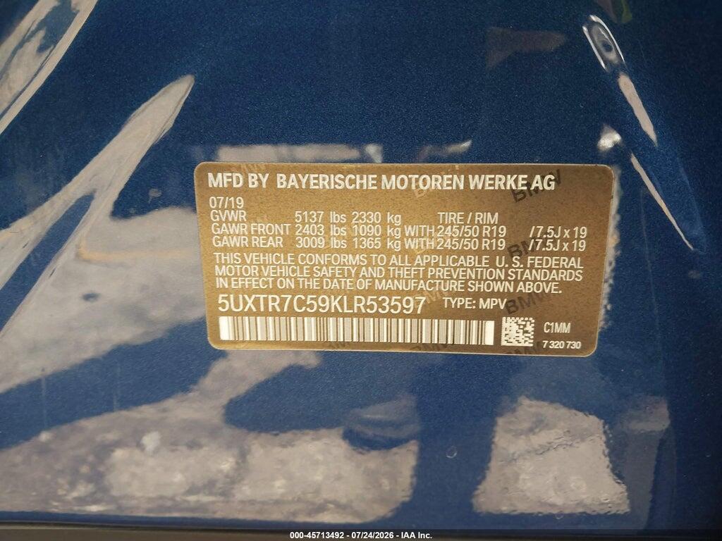 5UXTR7C59KLR53597 2019 BMW X3 photo no. 9