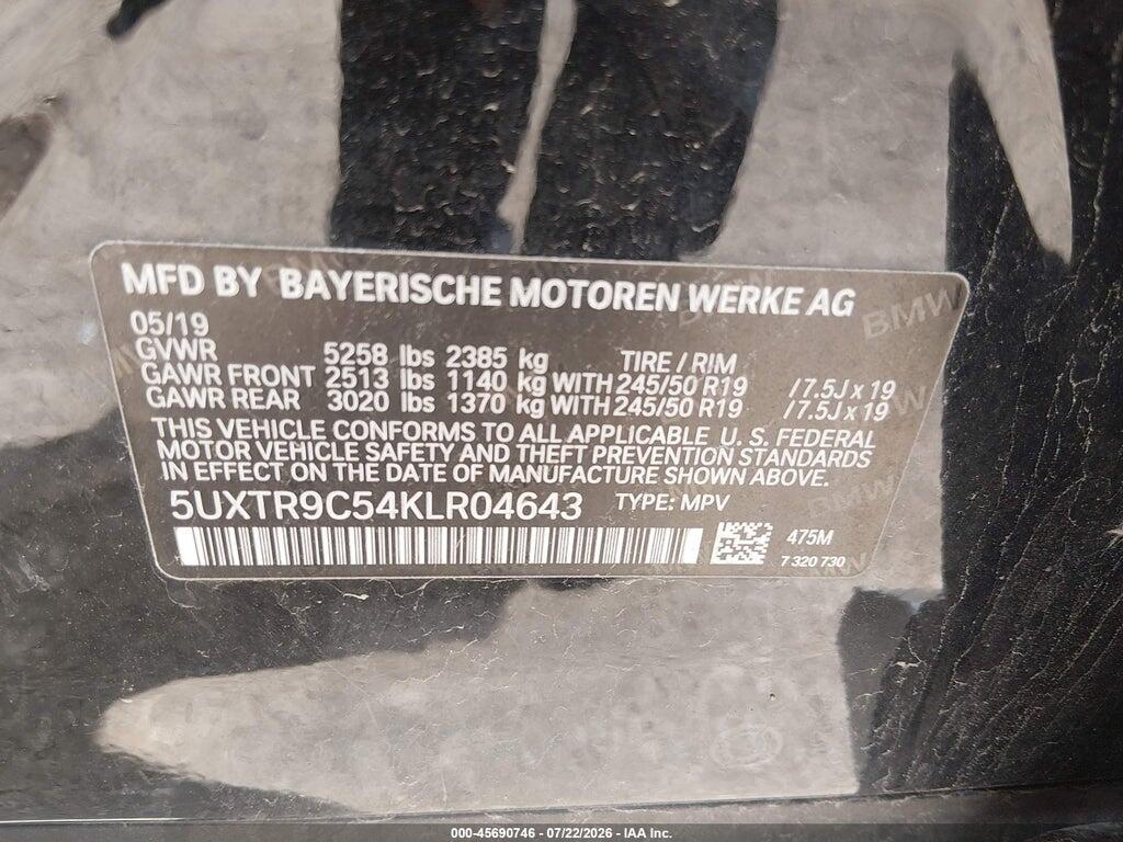 5UXTR9C54KLR04643 2019 BMW X3 photo no. 9