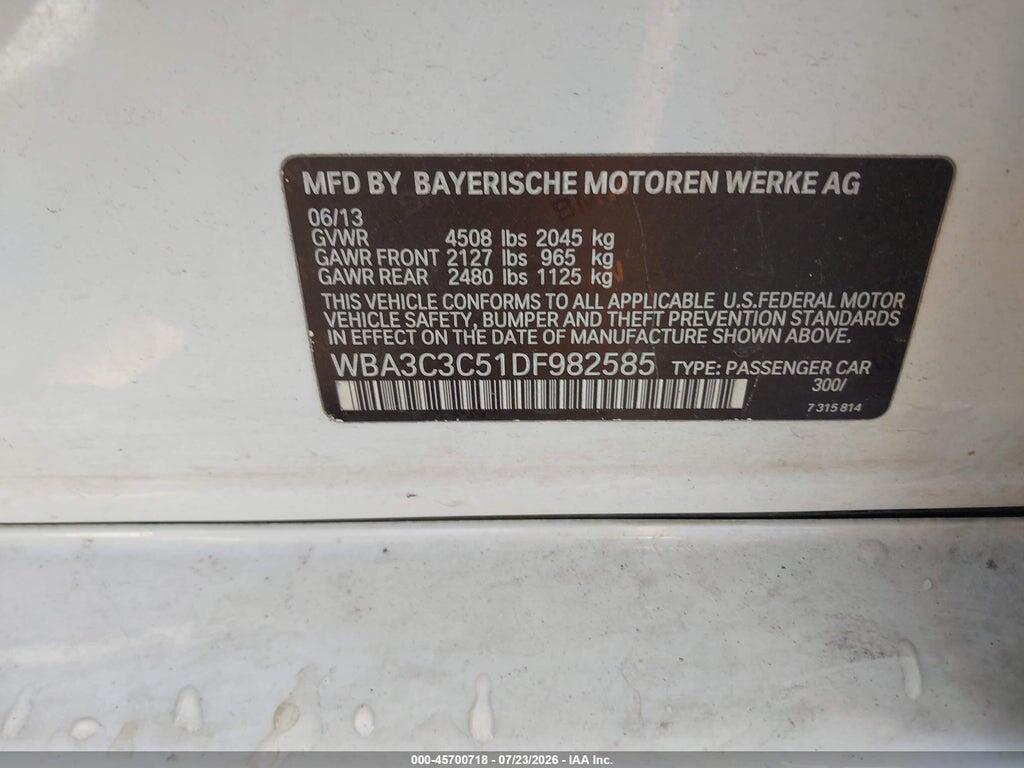 WBA3C3C51DF982585 2013 BMW 320I photo no. 9