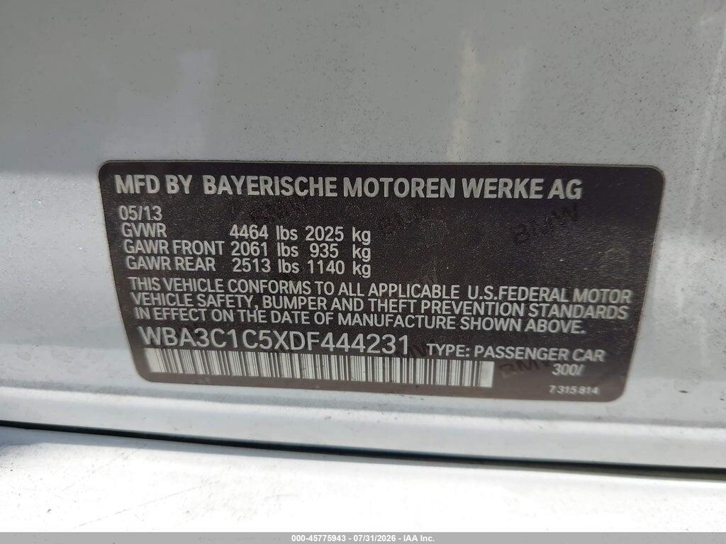 WBA3C1C5XDF444231 2013 BMW 328I photo no. 9