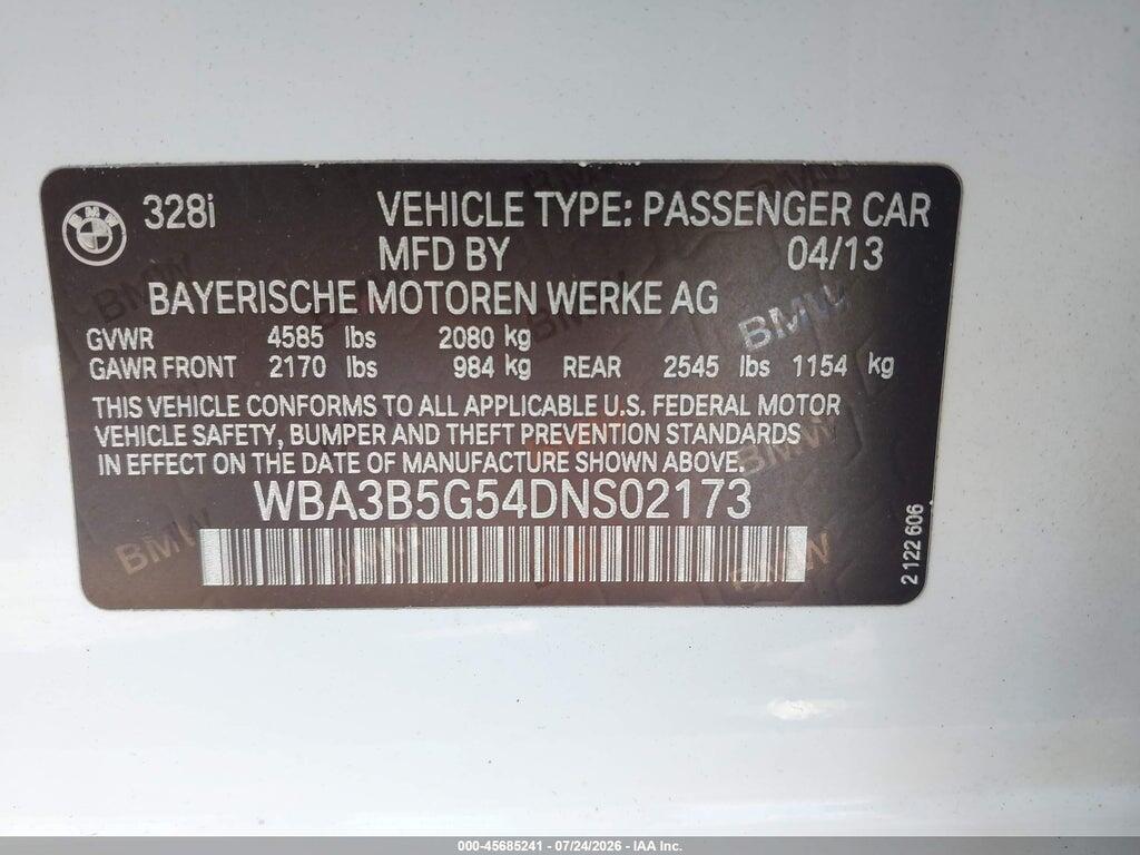 WBA3B5G54DNS02173 2013 BMW 328I photo no. 9