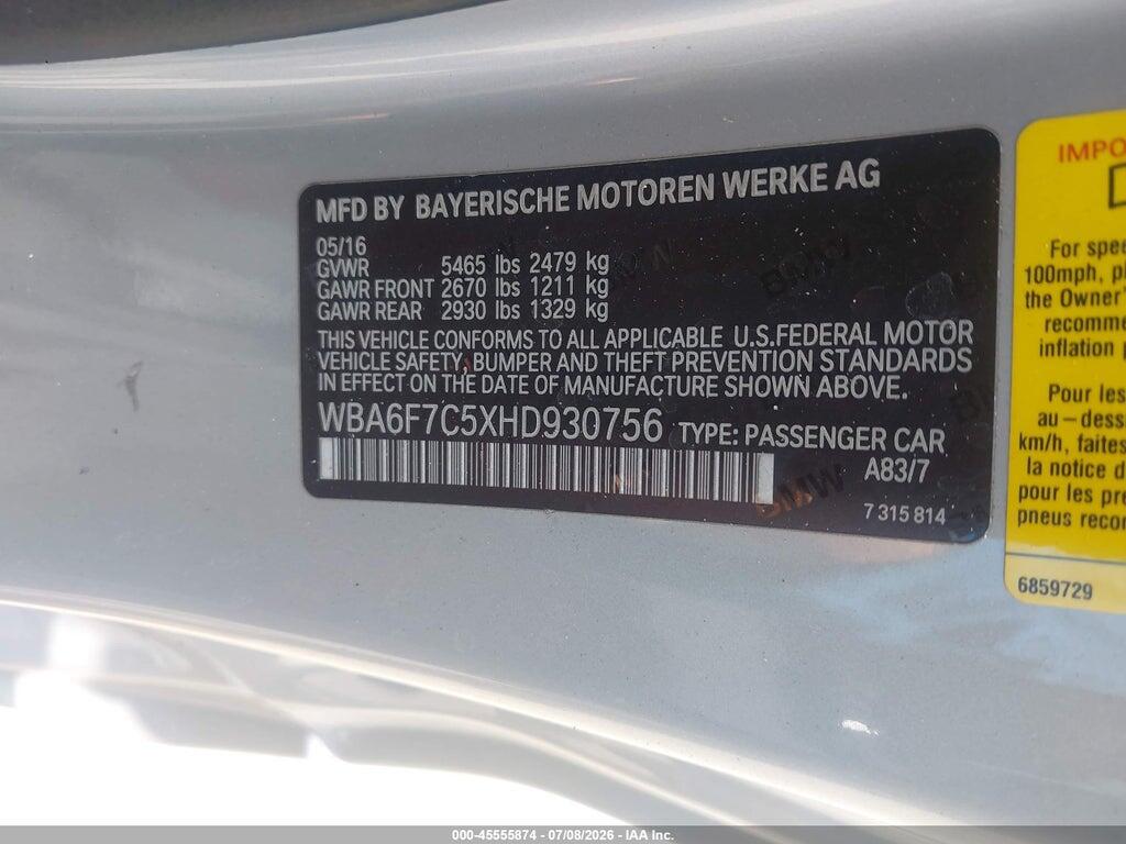 WBA6F7C5XHD930756 2017 BMW 650I photo no. 9