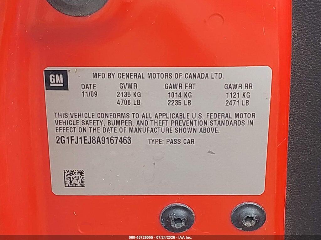 2G1FJ1EJ8A9167463 2010 CHEVROLET CAMARO photo no. 9
