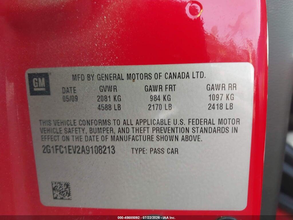 2G1FC1EV2A9108213 2010 CHEVROLET CAMARO photo no. 9