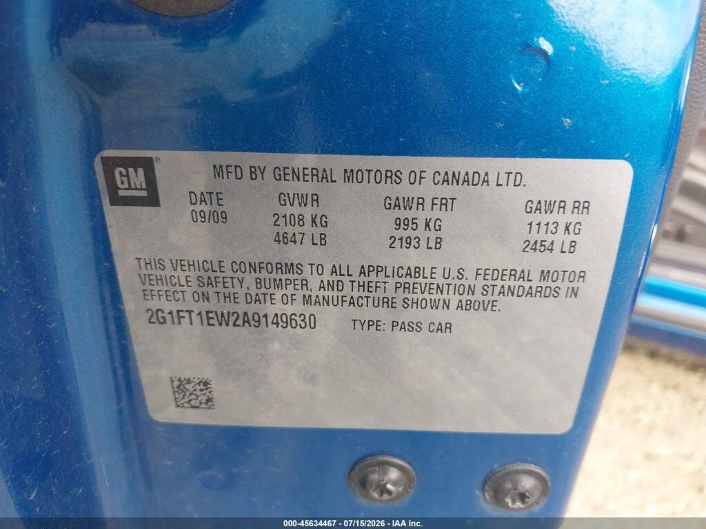2G1FT1EW2A9149630 2010 CHEVROLET CAMARO photo no. 9