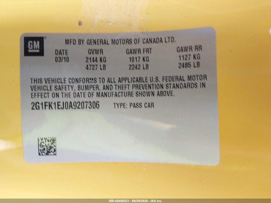 2G1FK1EJ0A9207306 2010 CHEVROLET CAMARO photo no. 9