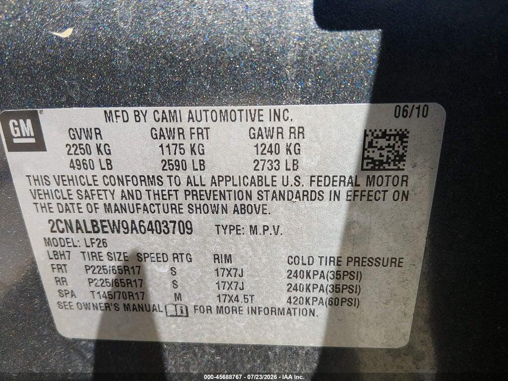 2CNALBEW9A6403709 2010 CHEVROLET EQUINOX photo no. 9