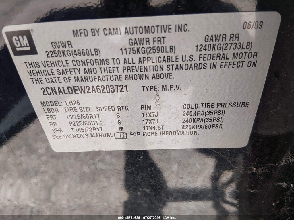 2CNALDEW2A6203721 2010 CHEVROLET EQUINOX photo no. 9