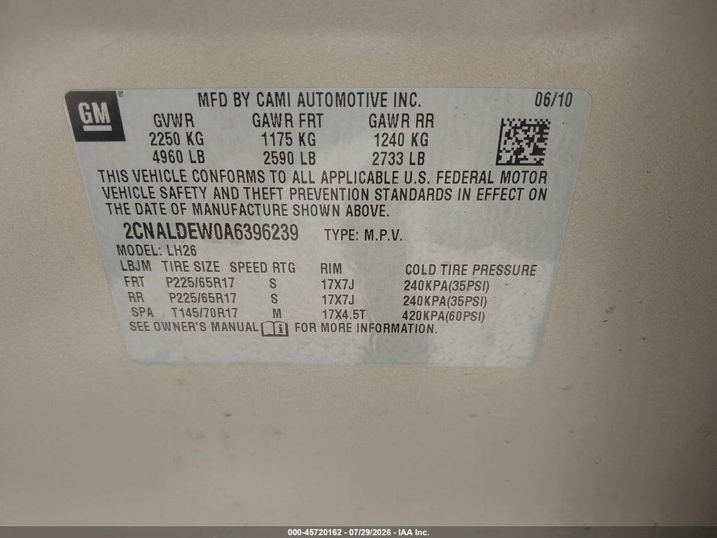 2CNALDEW0A6396239 2010 CHEVROLET EQUINOX photo no. 9