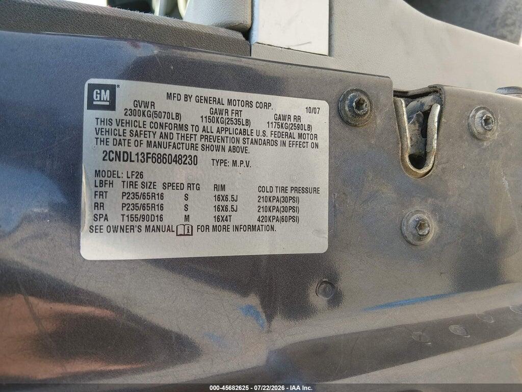 2CNDL13F686048230 2008 CHEVROLET EQUINOX photo no. 9