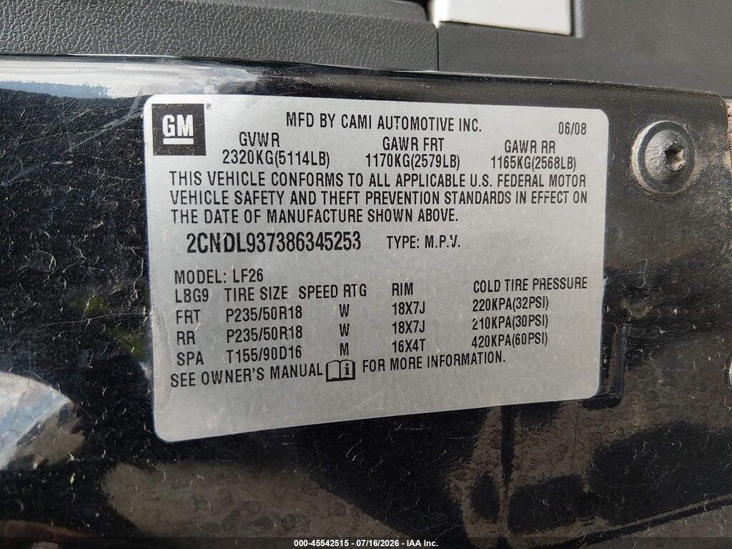 2CNDL937386345253 2008 CHEVROLET EQUINOX photo no. 9