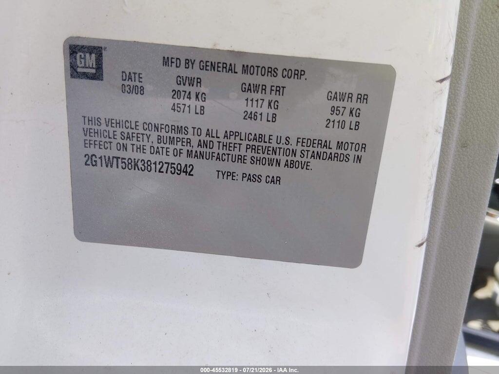 2G1WT58K381275942 2008 CHEVROLET IMPALA photo no. 9