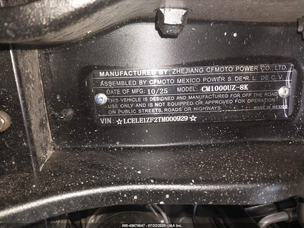 LCELE1ZF2TM000929 2026 CF MOTO UFORCE photo no. 10