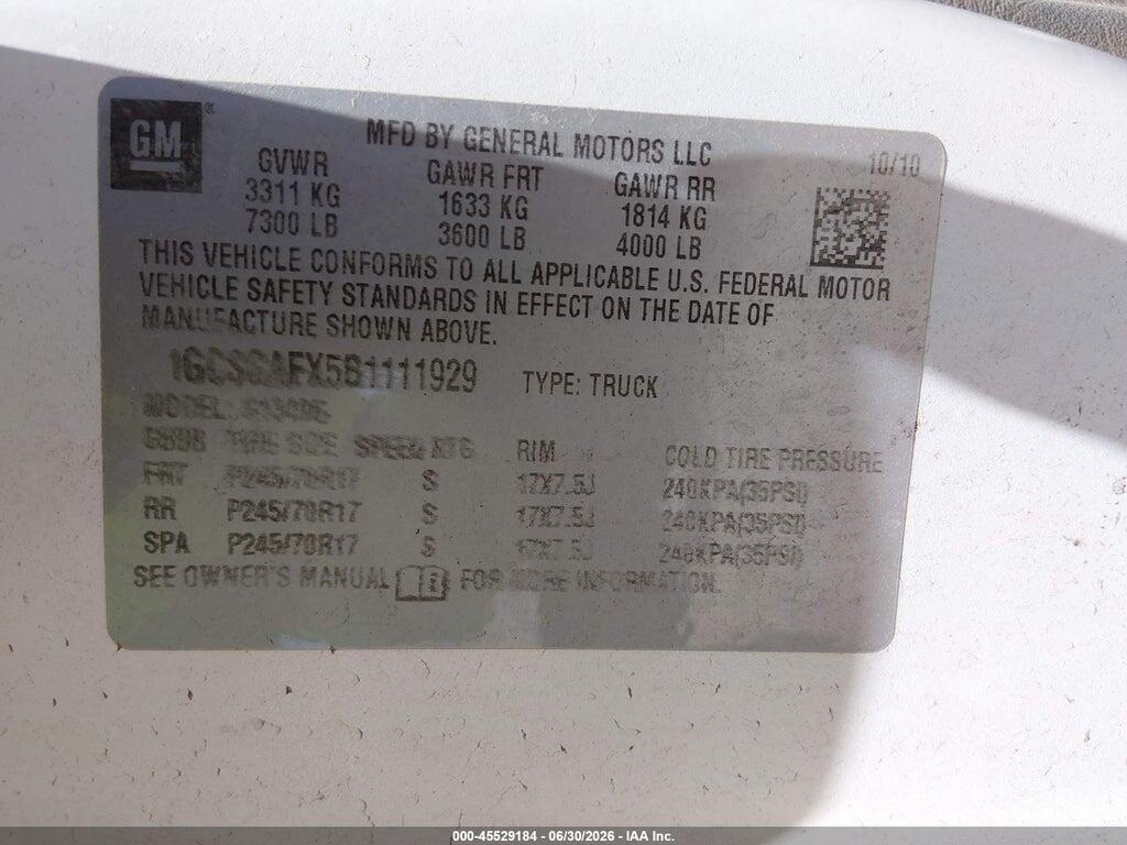 1GCSGAFX5B1111929 2011 CHEVROLET EXPRESS 1500 photo no. 9
