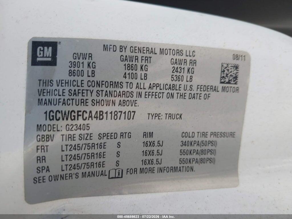 1GCWGFCA4B1187107 2011 CHEVROLET EXPRESS 2500 photo no. 9