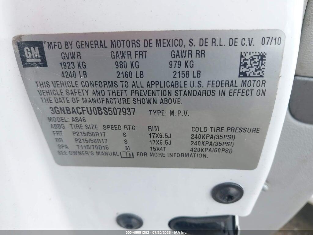 3GNBACFU0BS507937 2011 CHEVROLET HHR photo no. 9
