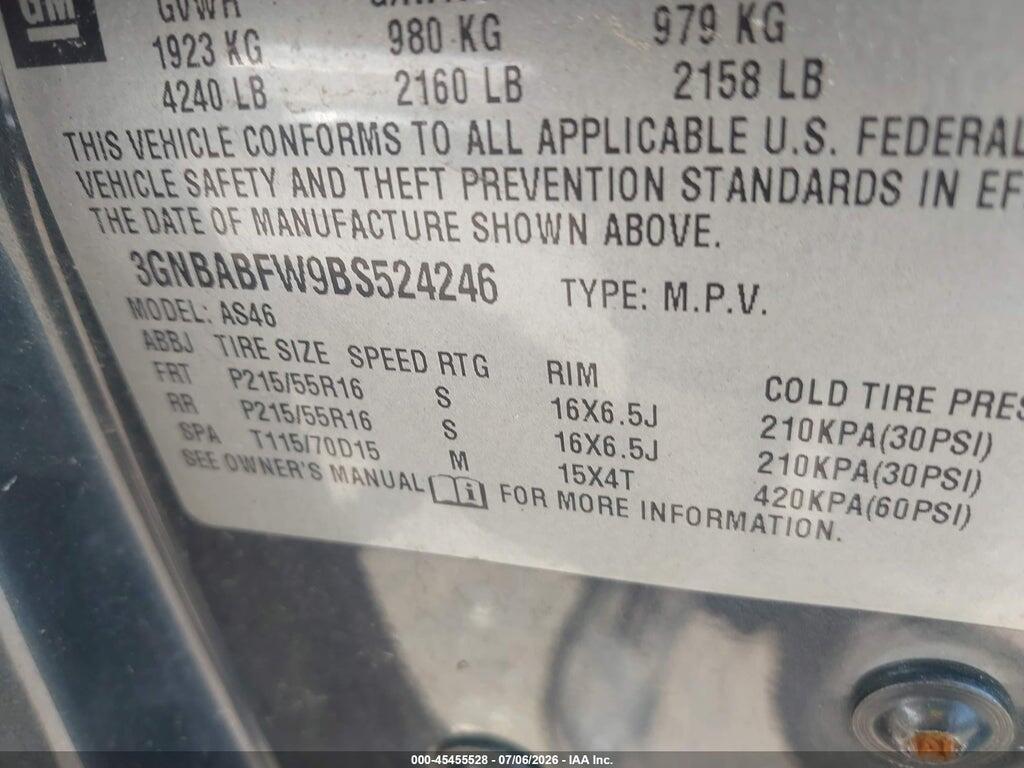 3GNBABFW9BS524246 2011 CHEVROLET HHR photo no. 9