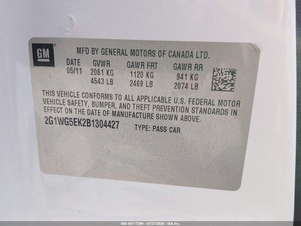 2G1WG5EK2B1304427 2011 CHEVROLET IMPALA photo no. 9