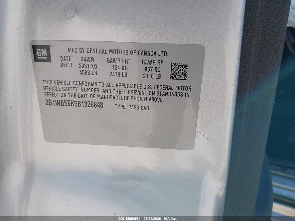 2G1WB5EK5B1328848 2011 CHEVROLET IMPALA photo no. 9