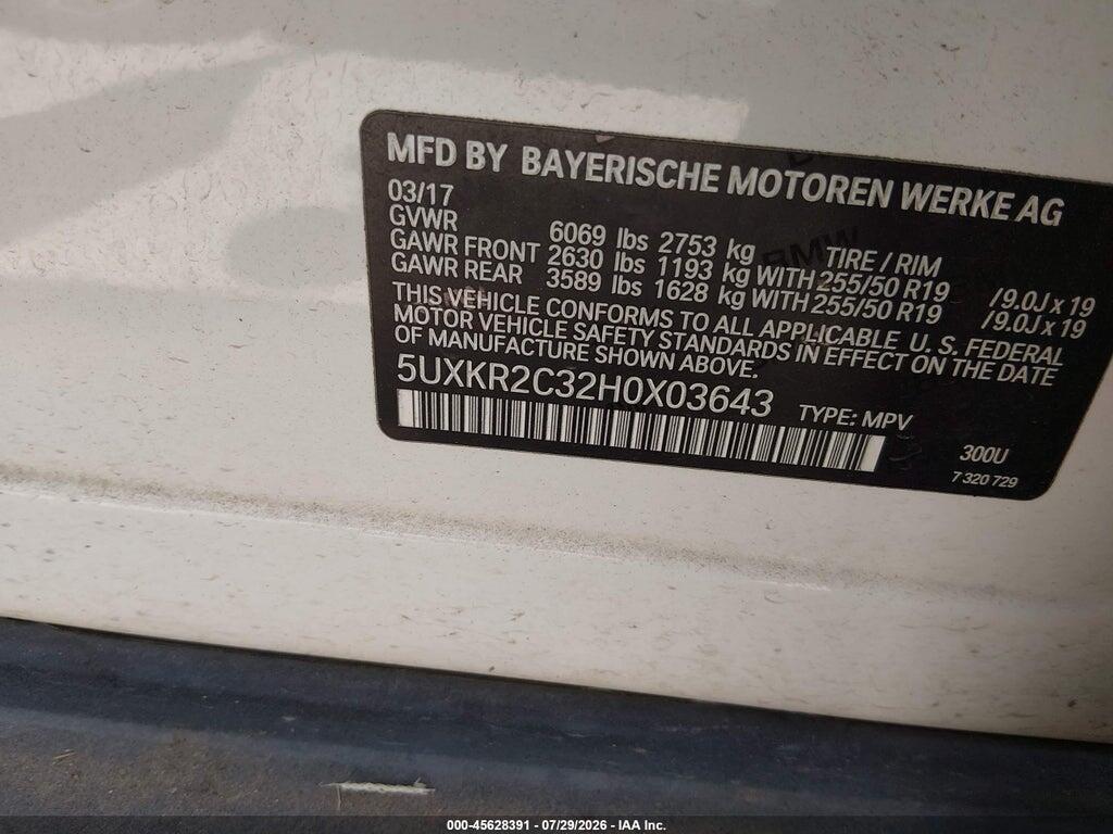5UXKR2C32H0X03643 2017 BMW X5 photo no. 9