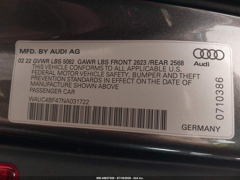 WAUC4BF47NA031722 2022 AUDI S4 photo no. 9